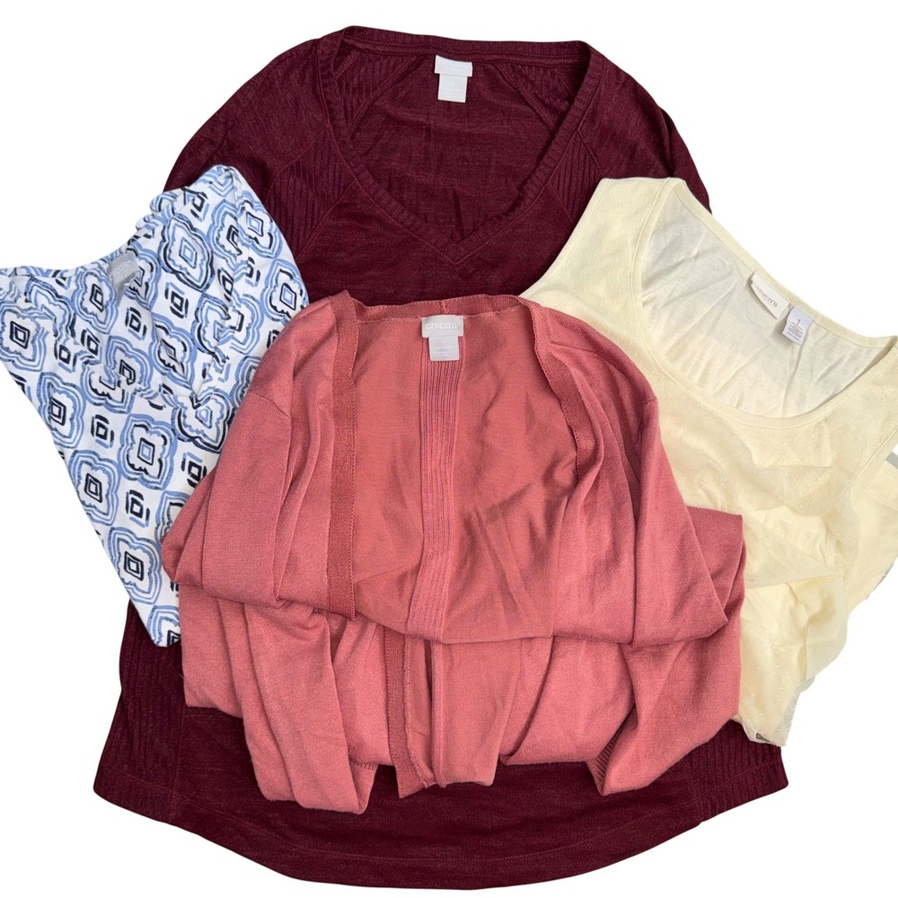Chicos Womens Top Bundle Size 1 Medium 4 Piece Lot Cardigan Sweater Tunic Tank